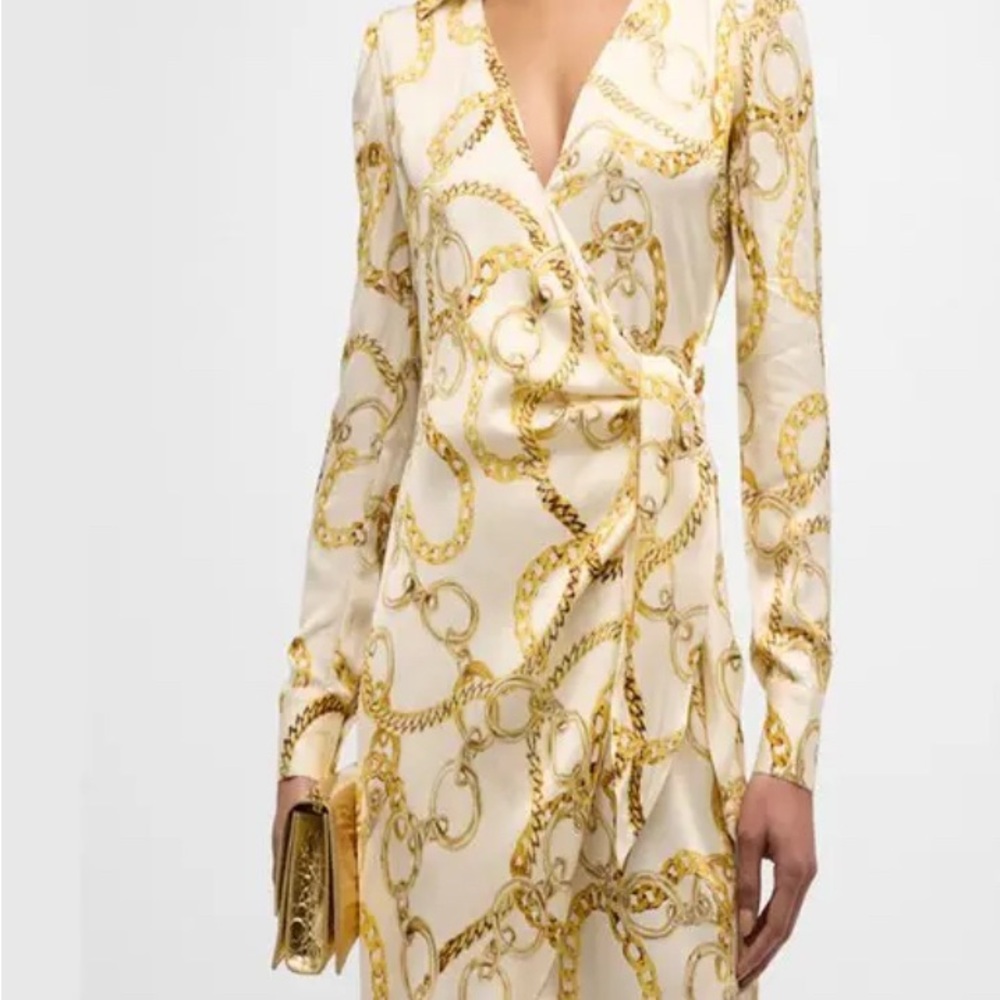 L'AGENCE White and Gold Chain Pattern Blouse - Picture 12 of 16